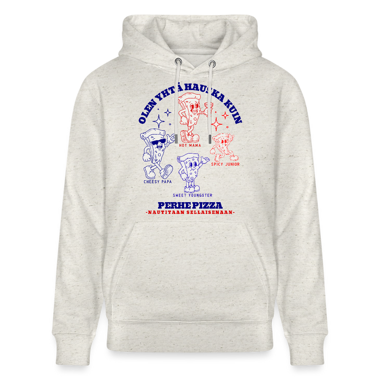 Vaalea Unisex huppari luomu painatuksella Perhe Pizza