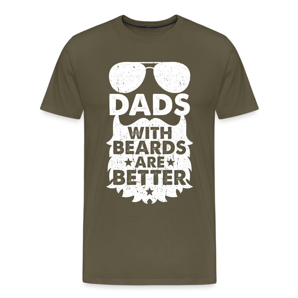Miesten Spreadshirt Premium T-Paita Dads with beards Printillä - khakin
