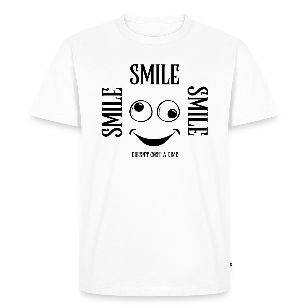 Miesten Spreadshirt Premium T-paita Smile - valkoinen