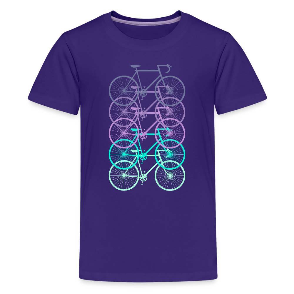 Nuorten Premium T-Paita Spreadshirt Pyörä-aiheisella Printillä - liila