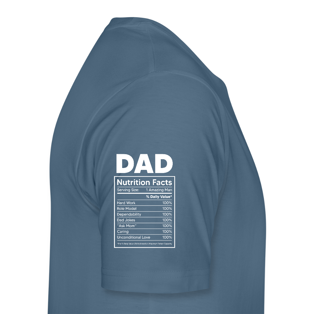 Miesten Spreashirt Premium T-Paita Dad aiheisella Rinta- ja hihaprintillä - siniharmaa