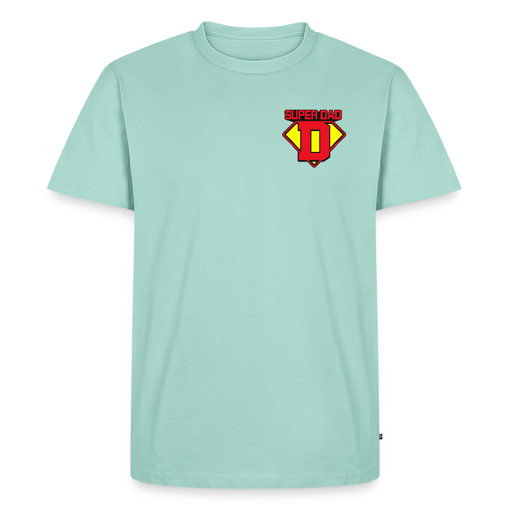 Miesten Spreadshirt Premium T-Paita Superdad rintapainatuksella - minttu