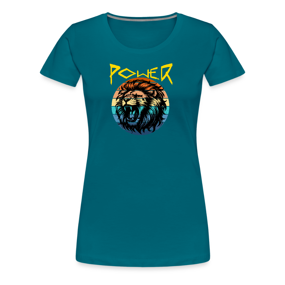 Naisten Spreadshirt Premium T-paita Power Lion - turkoosi