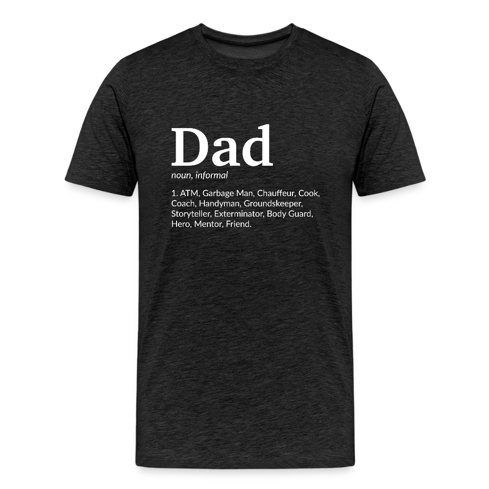 Miesten Spreashirt Premium T-Paita Dad aiheisella Rinta- ja hihaprintillä - hiilenharmaa