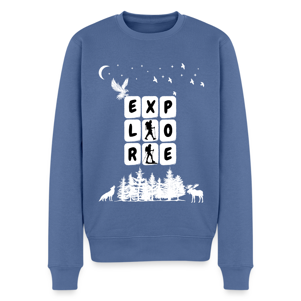 Miesten premium collegepaita Explore - kyyhkynsininen