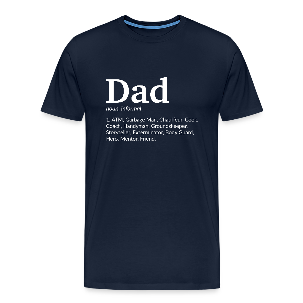 Miesten Spreashirt Premium T-Paita Dad aiheisella Rinta- ja hihaprintillä - navy