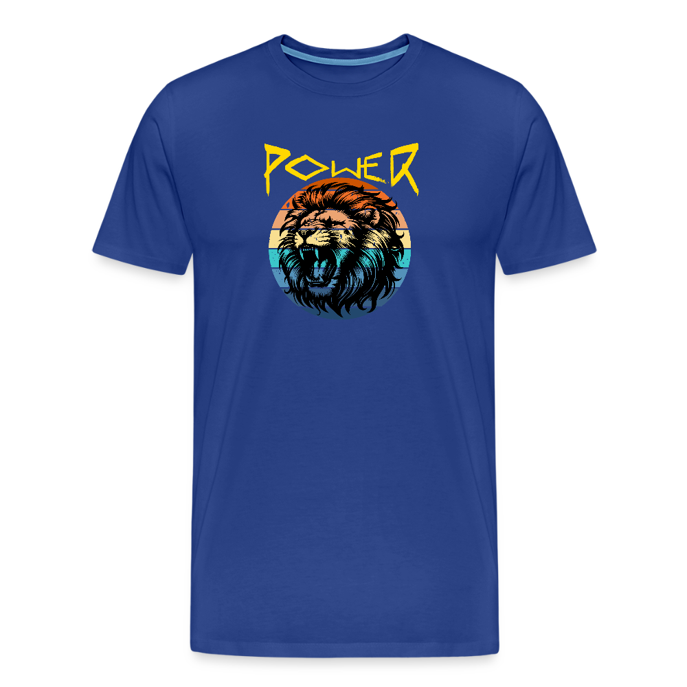 Miesten Spreadshirt Premium T-paita Power Lion - kuninkaansininen