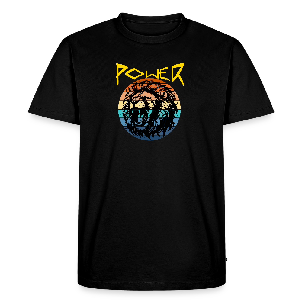 Miesten Spreadshirt Premium T-paita Power Lion - musta