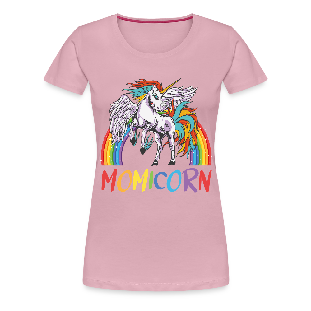 Naisten Spreadshirt Premium T-Paita Momicorn Printillä - vaalean roosa