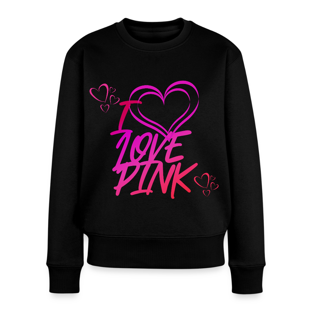 Naisten premium collegepaita I Love Pink - musta