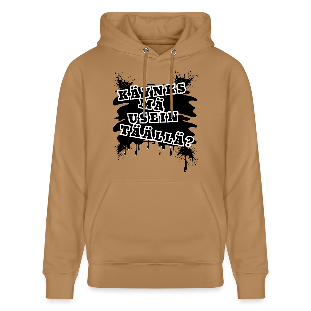 Unisex luomuhuppari Käynks mä usein täällä - toffee