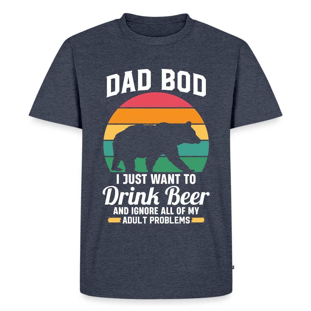 Miesten Spreadshirt Premium T-Paita DAD BOD printillä - deniminsininen