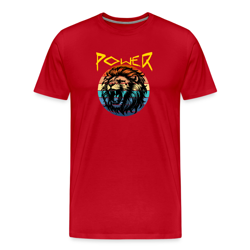 Miesten Spreadshirt Premium T-paita Power Lion - punainen