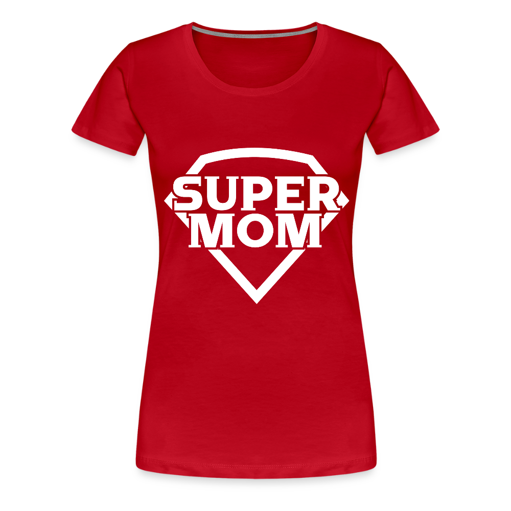 Naisten Spreadshirt Premium T-Paita Supermom printillä - punainen