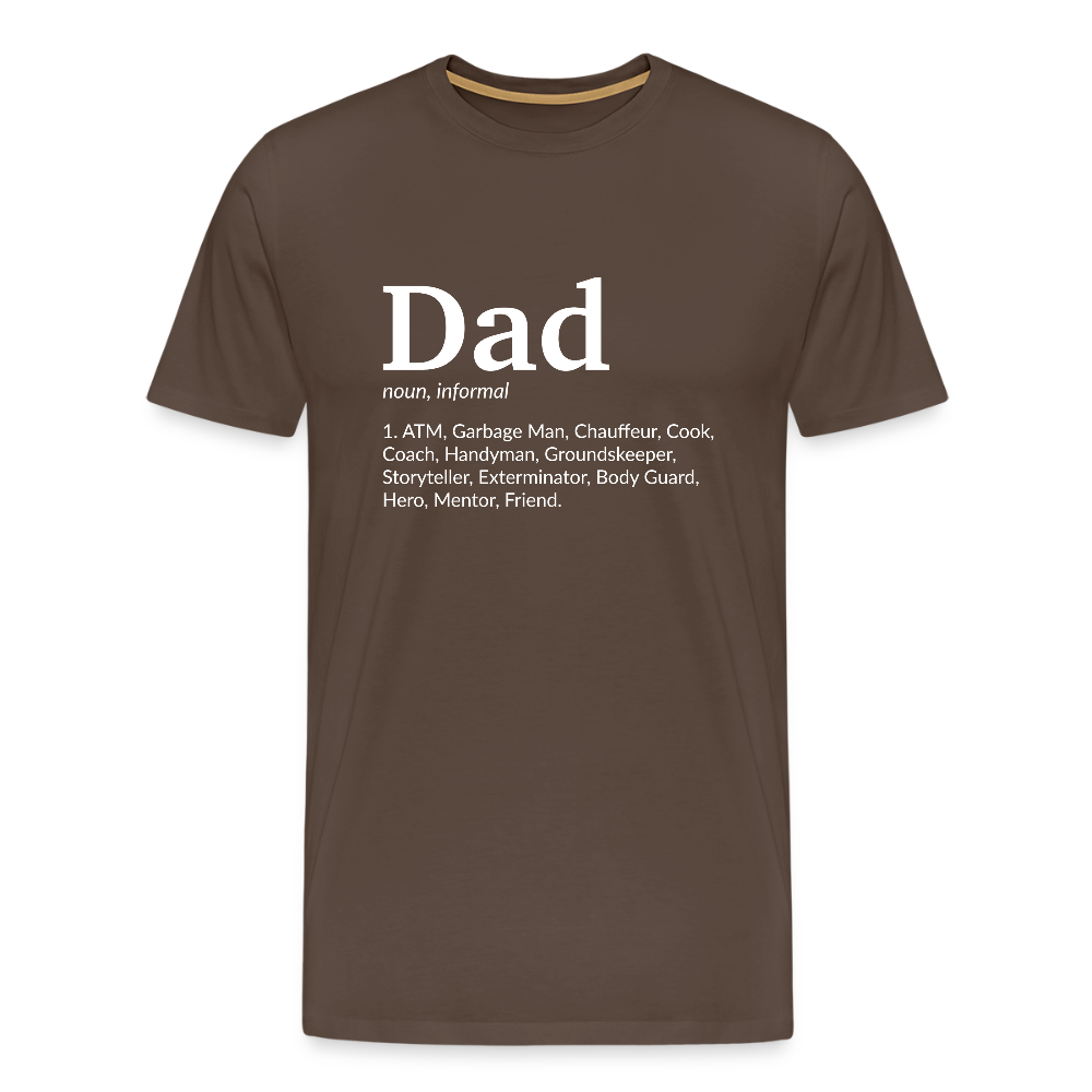 Miesten Spreashirt Premium T-Paita Dad aiheisella Rinta- ja hihaprintillä - tyylikäs ruskea