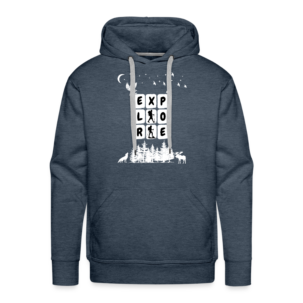 Miesten Spreadshirt Premium huppari Explore - deniminsininen