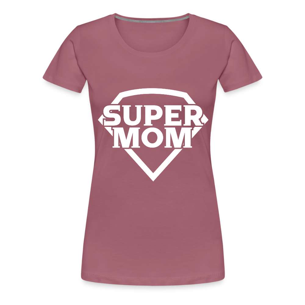 Naisten Spreadshirt Premium T-Paita Supermom printillä - malvanvärinen