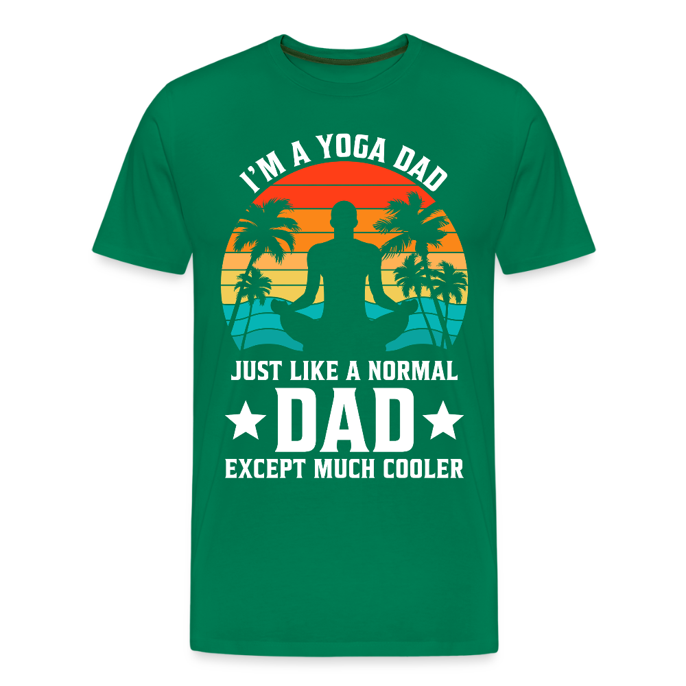 Miesten Spreadshirt Premium T-Paita Yoga Dad Printillä - kelly vihreä