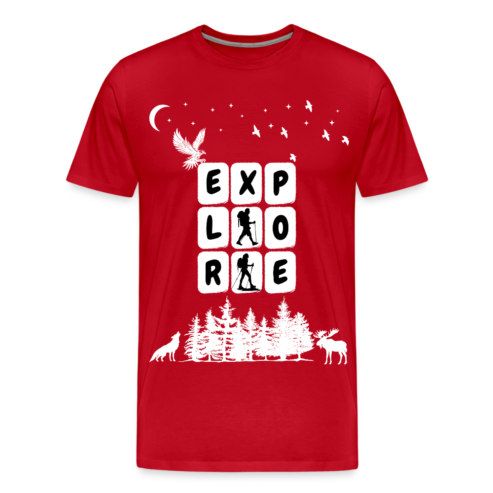 Miesten Premium T-paita Explore - punainen