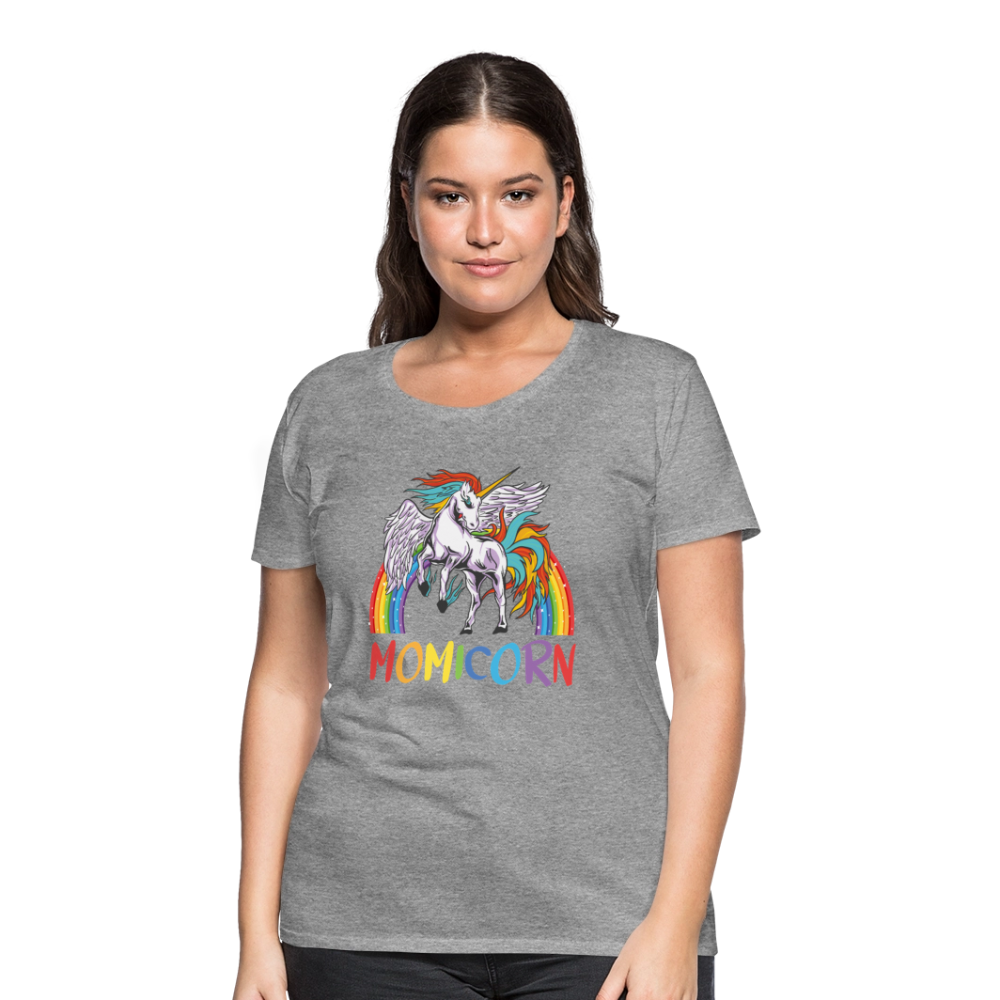 Naisten Spreadshirt Premium T-Paita Momicorn Printillä - harmaasävyinen