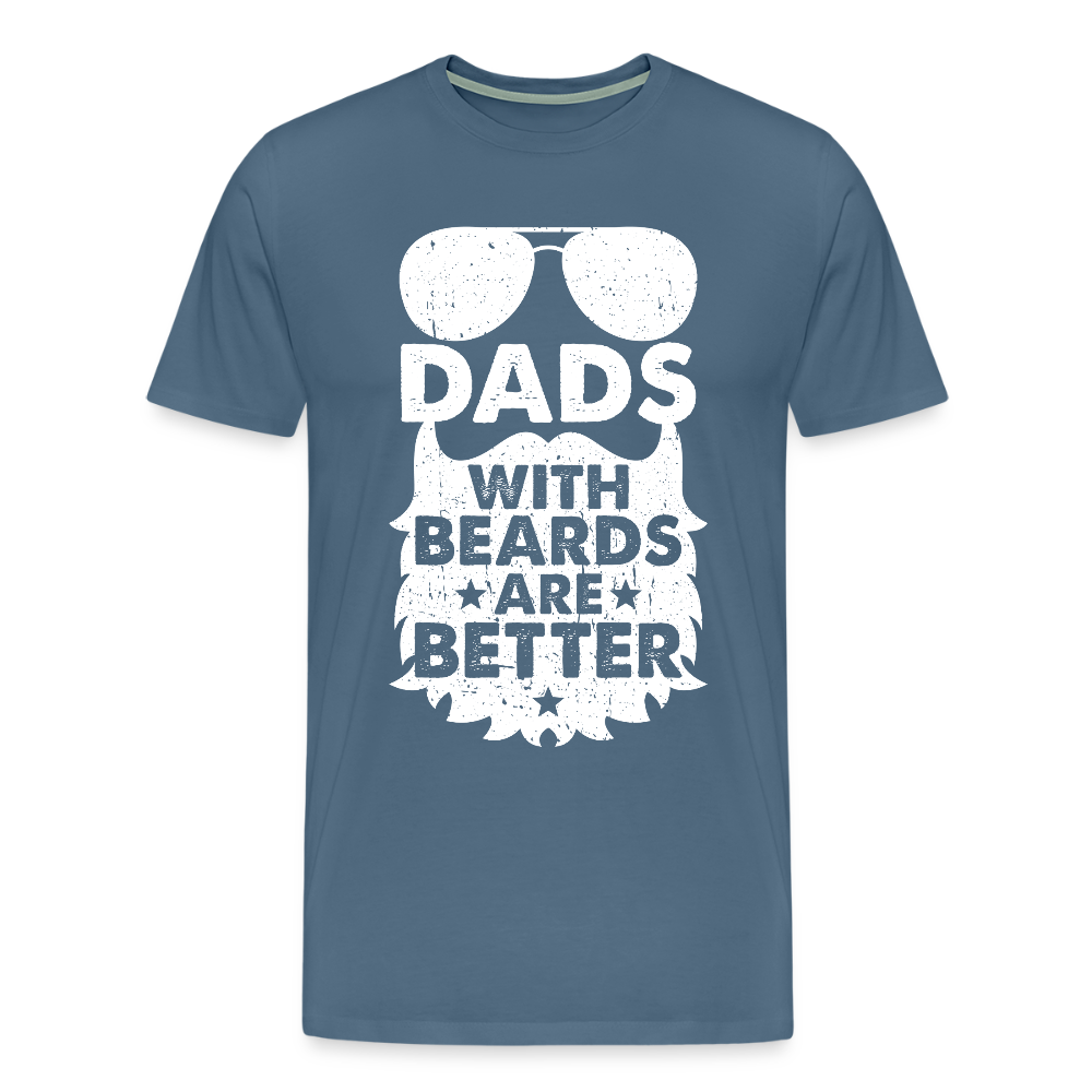 Miesten Spreadshirt Premium T-Paita Dads with beards Printillä - siniharmaa