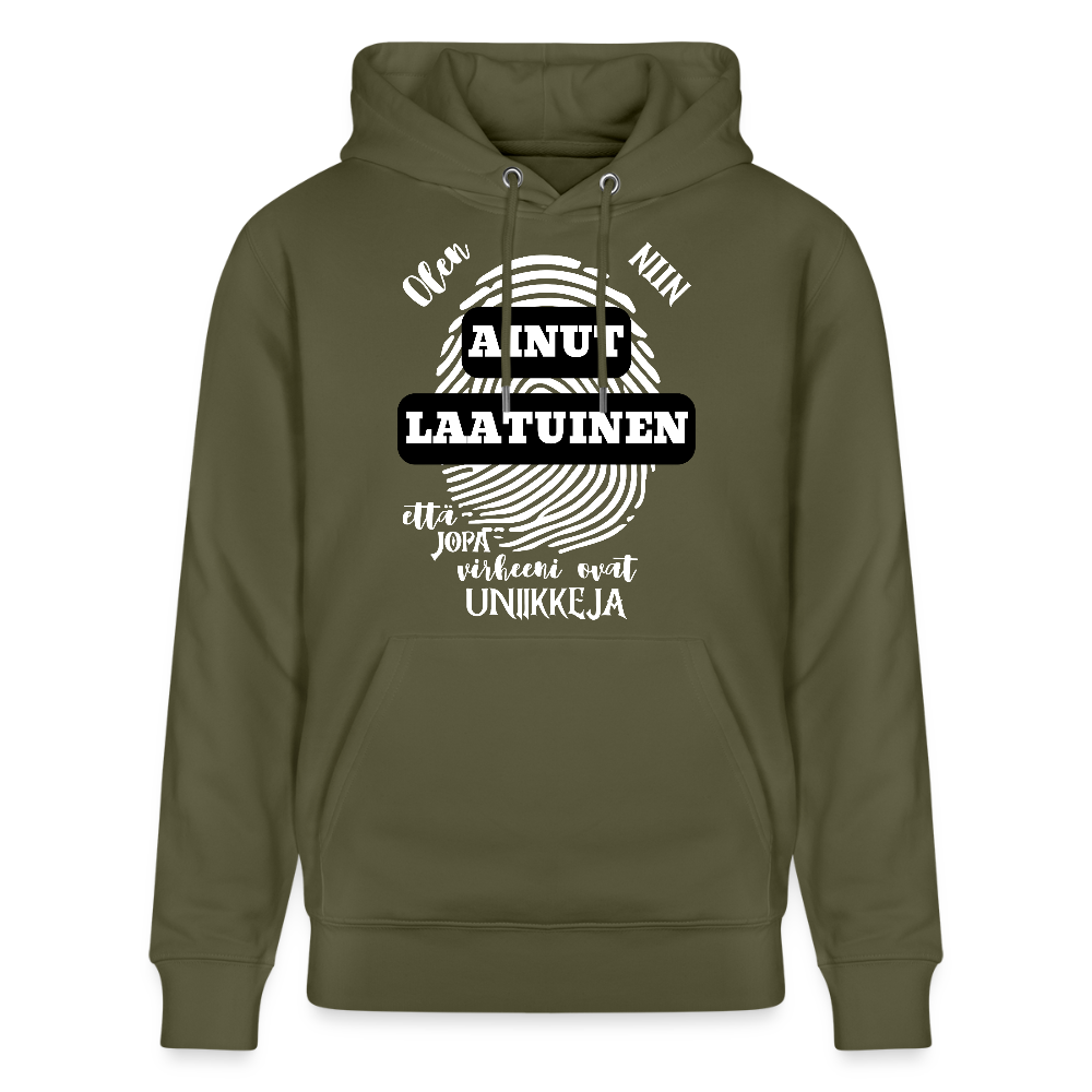 Unisex luomuhuppari Ainutlaatuinen - khakin vihreä