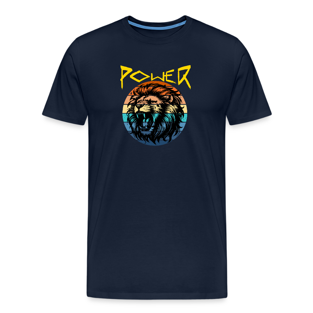 Miesten Spreadshirt Premium T-paita Power Lion - navy