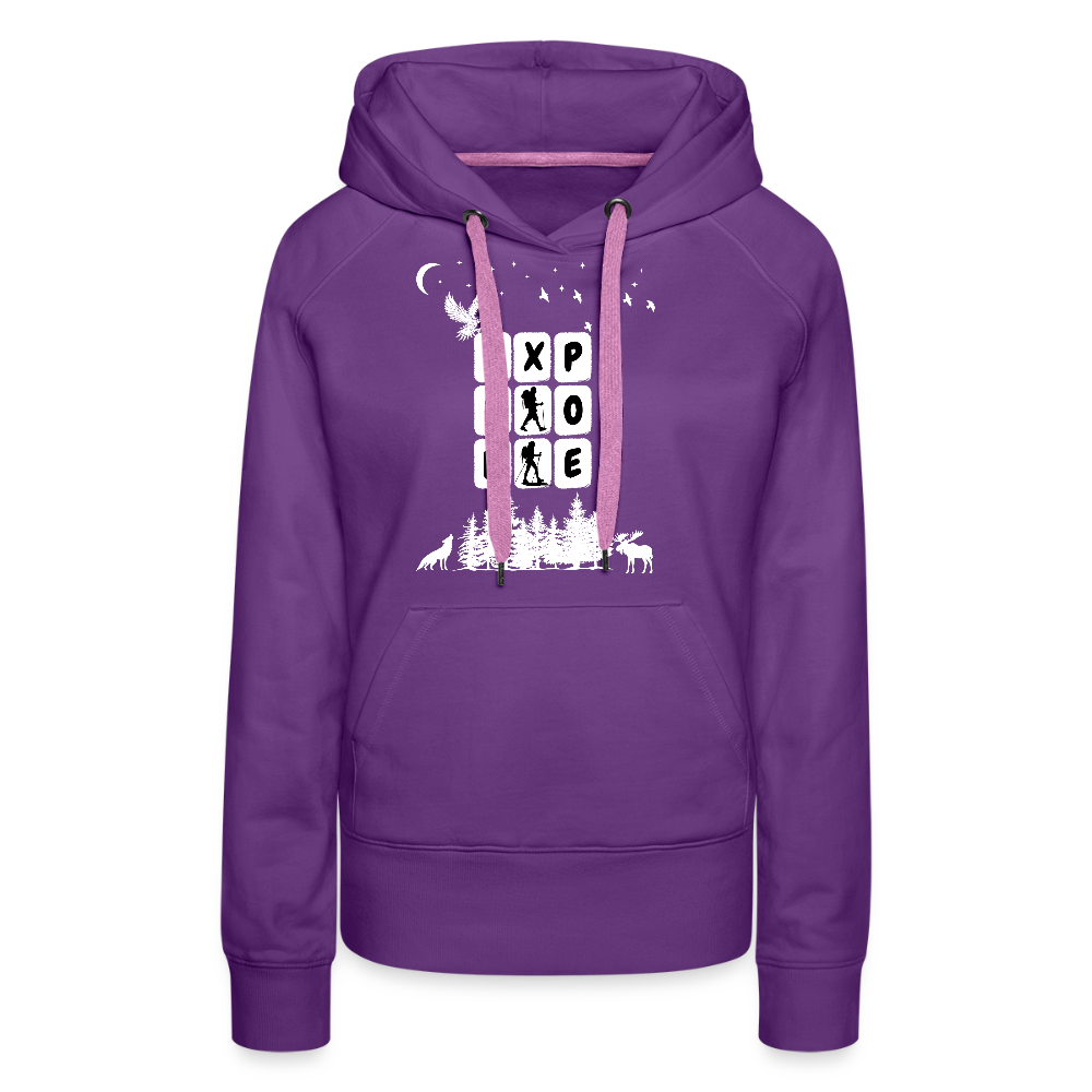 Naisten Spreadshirt Premium huppari Explore - purppura