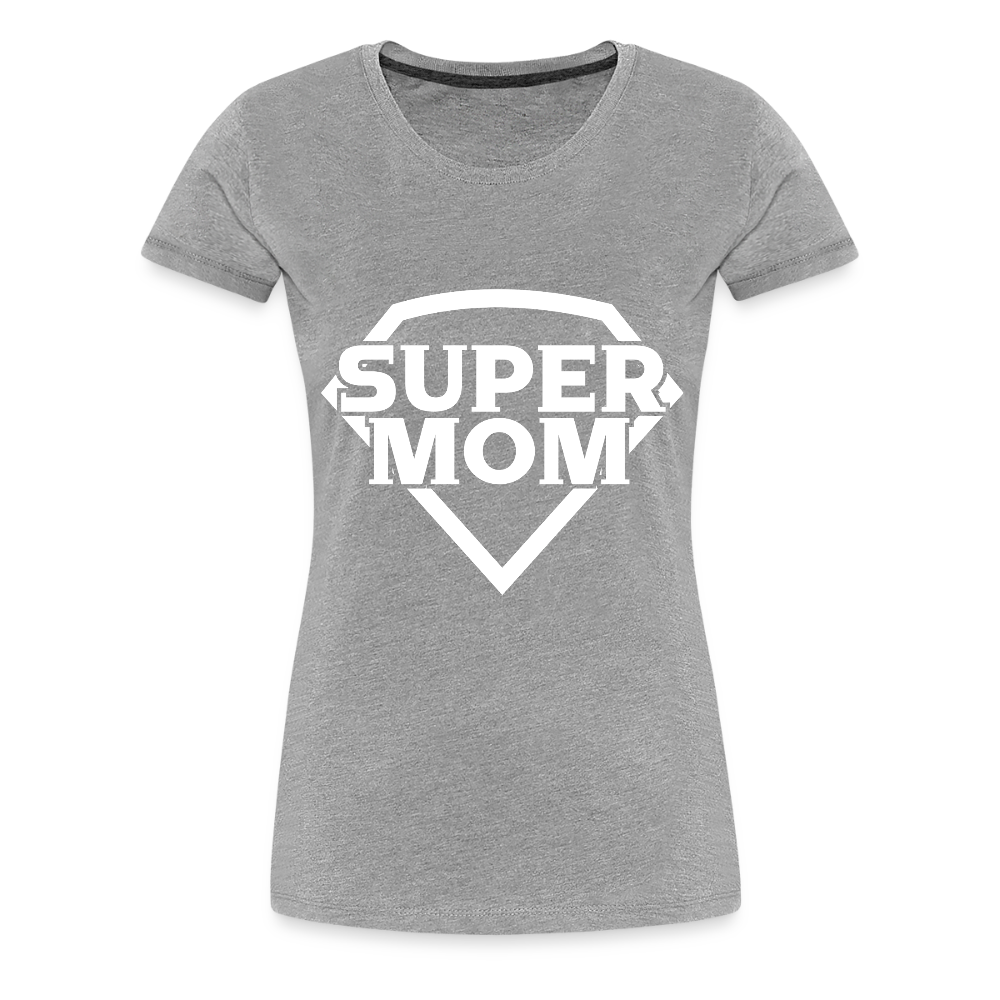 Naisten Spreadshirt Premium T-Paita Supermom printillä - harmaasävyinen