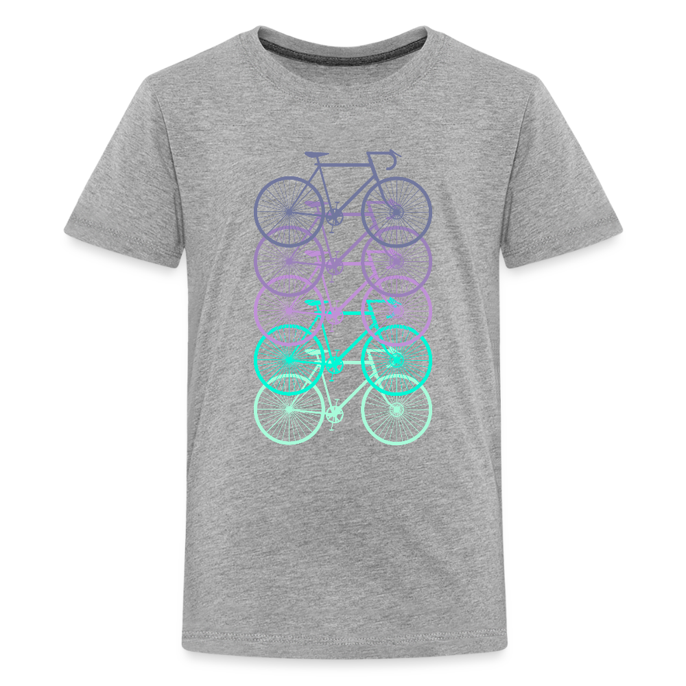Nuorten Premium T-Paita Spreadshirt Pyörä-aiheisella Printillä - harmaasävyinen