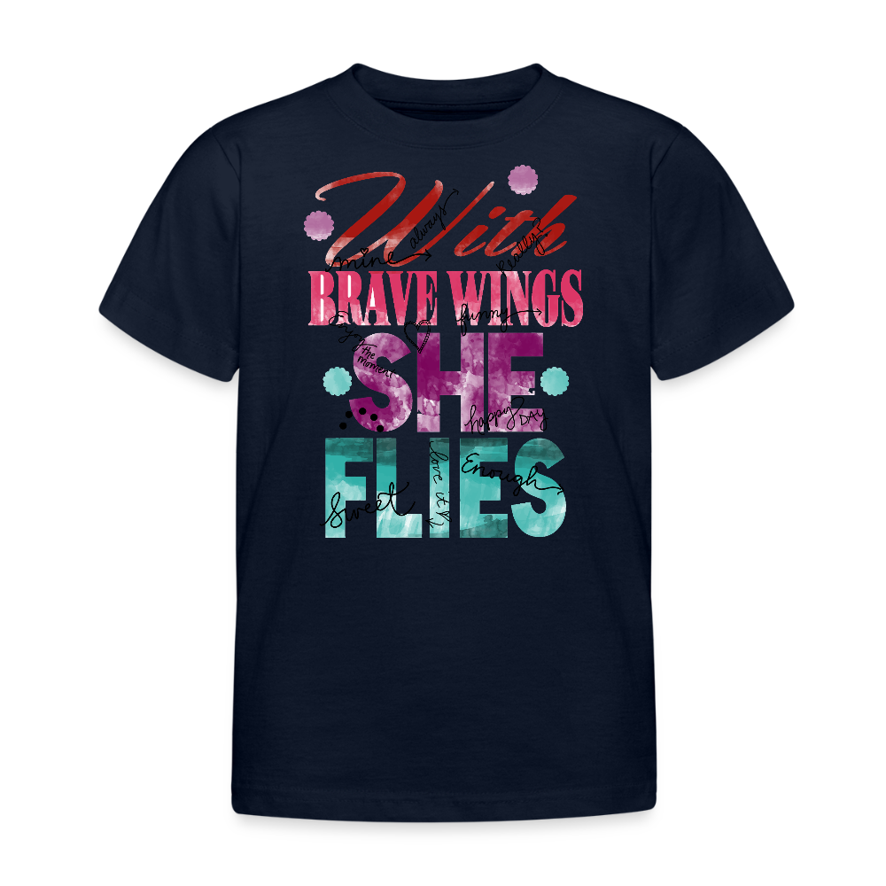 Lasten B&C T-paita "With Brave Wings She Flies" Printillä - laivasto