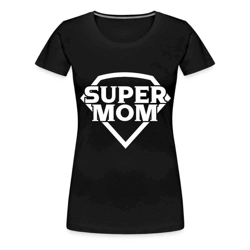 Naisten Spreadshirt Premium T-Paita Supermom printillä - musta