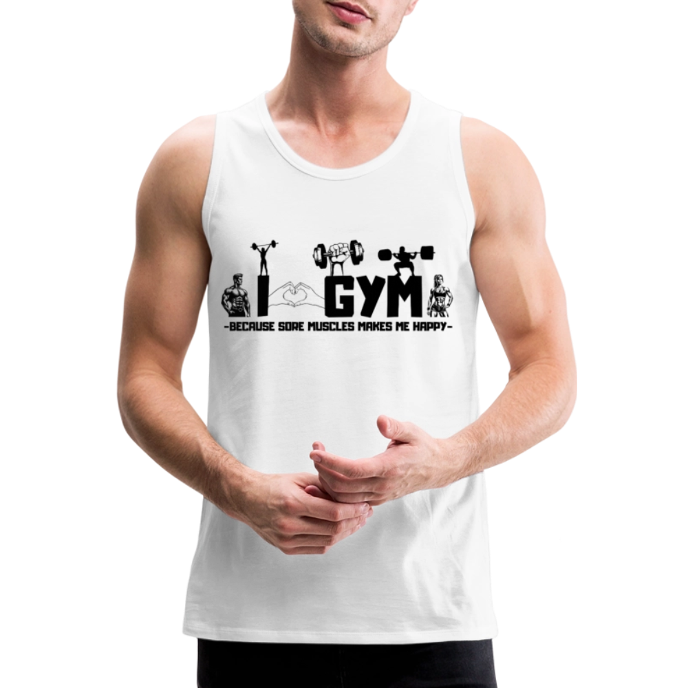 Miesten Spreadshirt Premium hihaton T-paita Sali - valkoinen