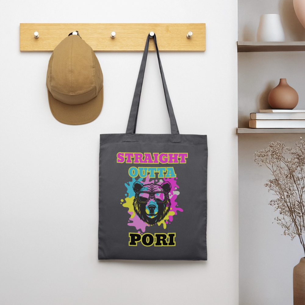 Kangaskassi Straight Outta Pori Värikäs - grafiitinharmaa