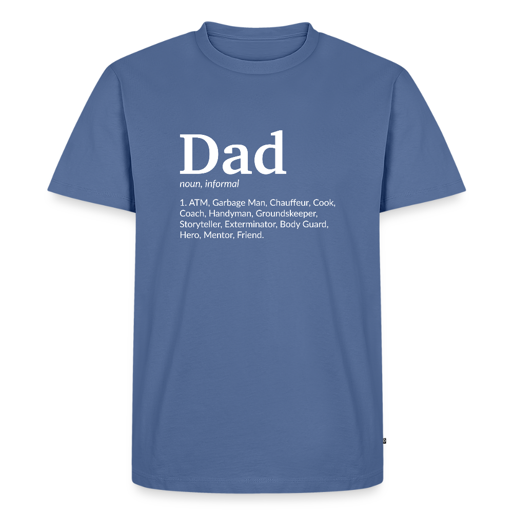 Miesten Spreashirt Premium T-Paita Dad aiheisella Rinta- ja hihaprintillä - kyyhkynsininen