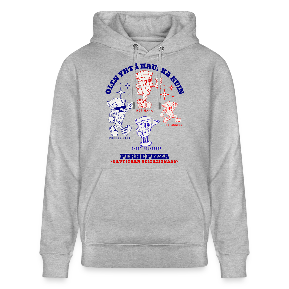 Unisex luomuhuppari Perhe Pizza - harmaasävyinen