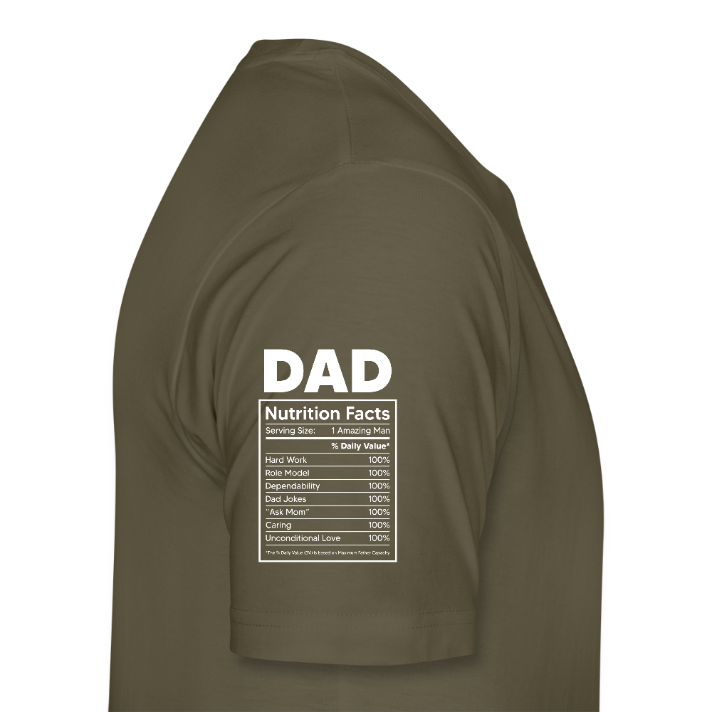 Miesten Spreashirt Premium T-Paita Dad aiheisella Rinta- ja hihaprintillä - khakin