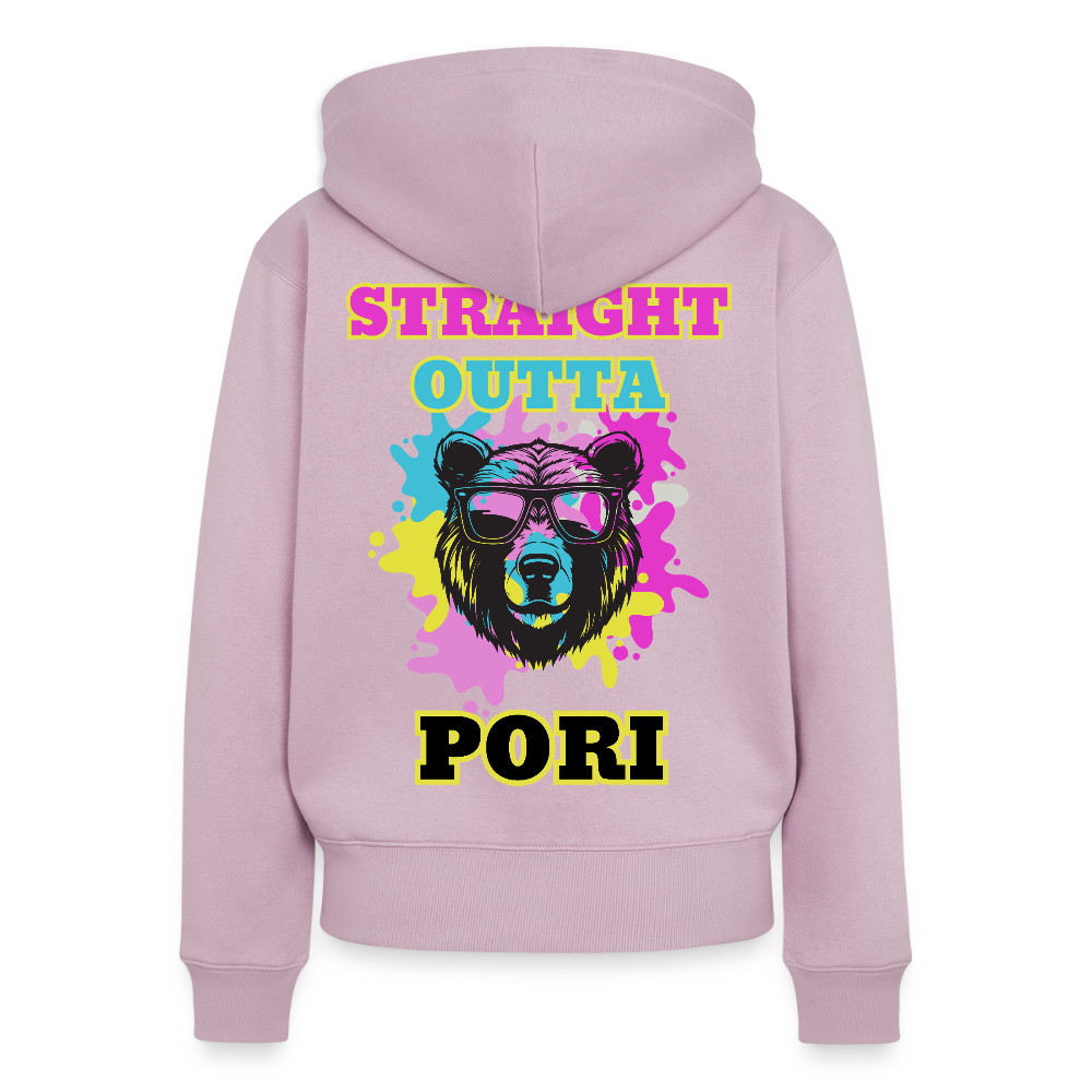 Naisten Premium svetaritakki Straight Outta Pori selkäpainatuksella - vanha roosa