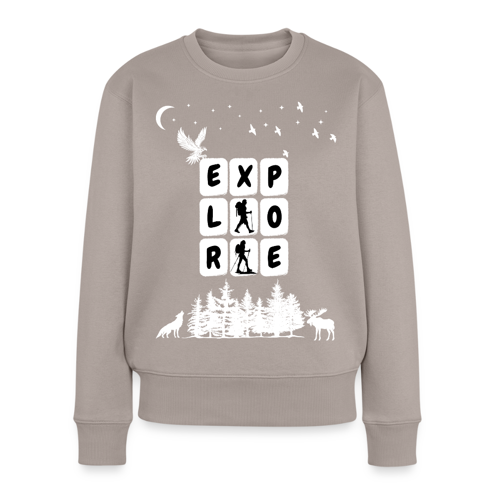 Naisten premium collegepaita Explore - taupe