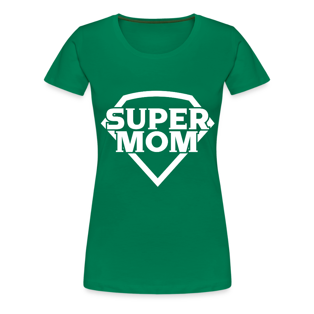Naisten Spreadshirt Premium T-Paita Supermom printillä - kelly vihreä