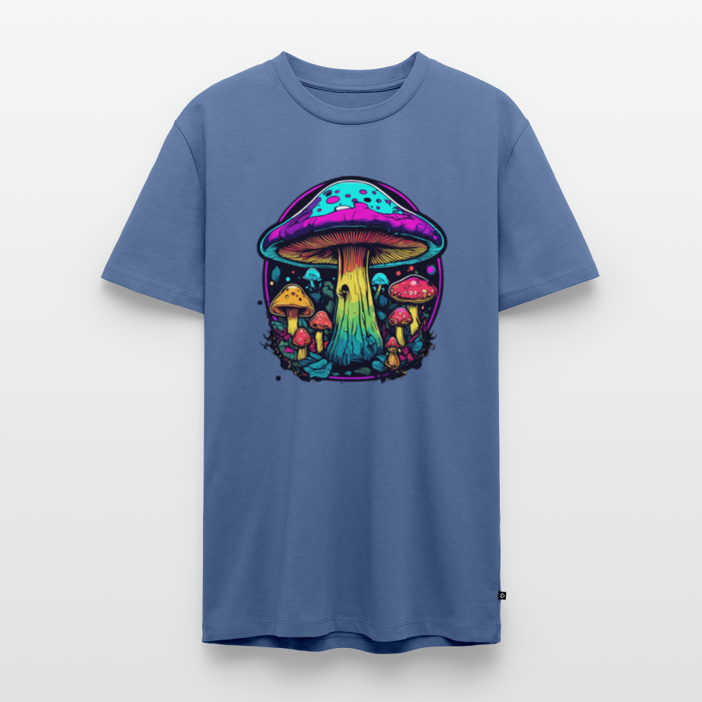 Miesten Spreadshirt Premium t-paita Värikkäällä sieniaiheella - kyyhkynsininen