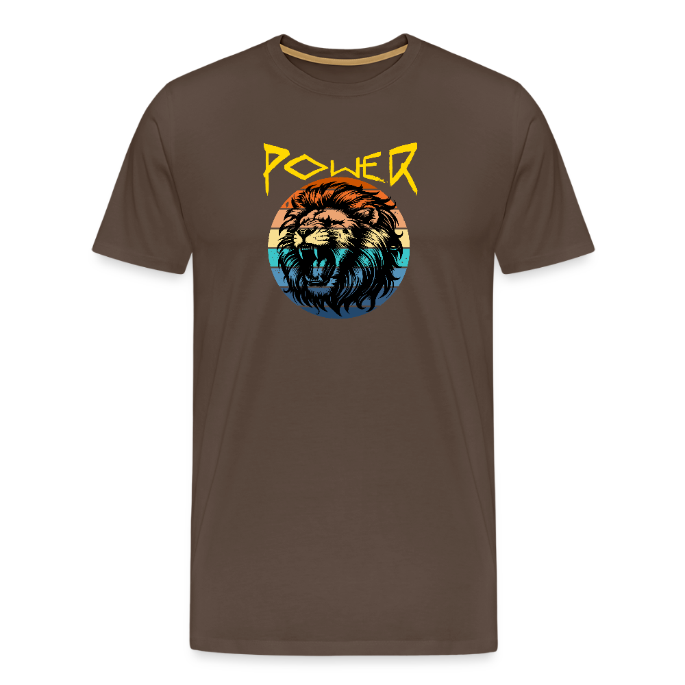 Miesten Spreadshirt Premium T-paita Power Lion - tyylikäs ruskea