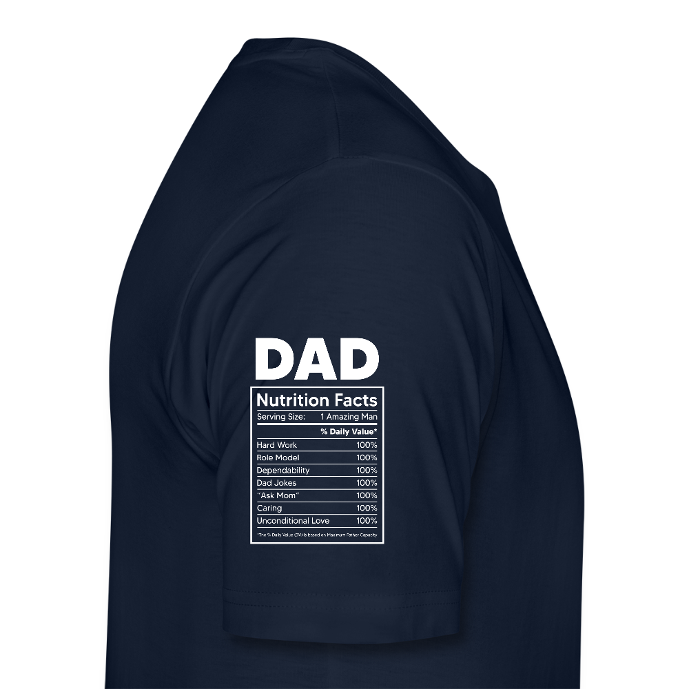 Miesten Spreashirt Premium T-Paita Dad aiheisella Rinta- ja hihaprintillä - navy