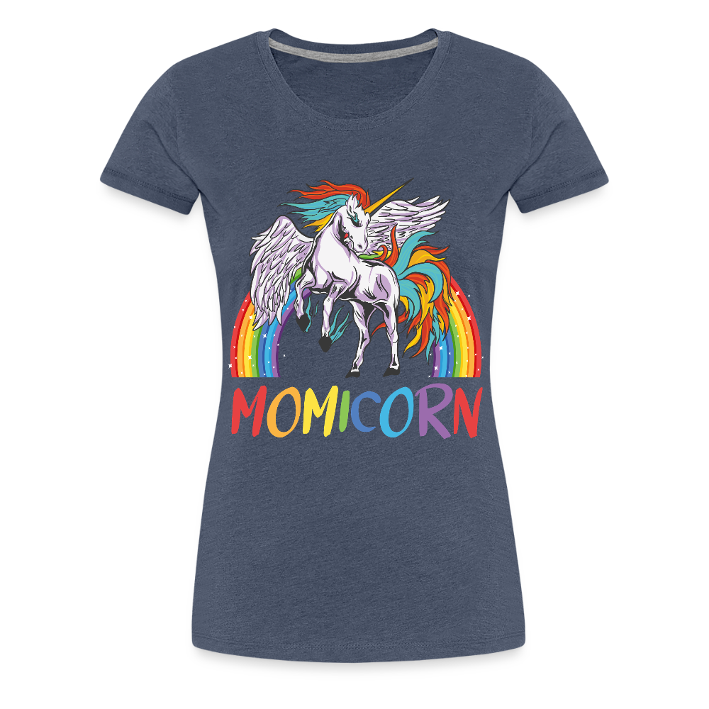 Naisten Spreadshirt Premium T-Paita Momicorn Printillä - kanervansininen