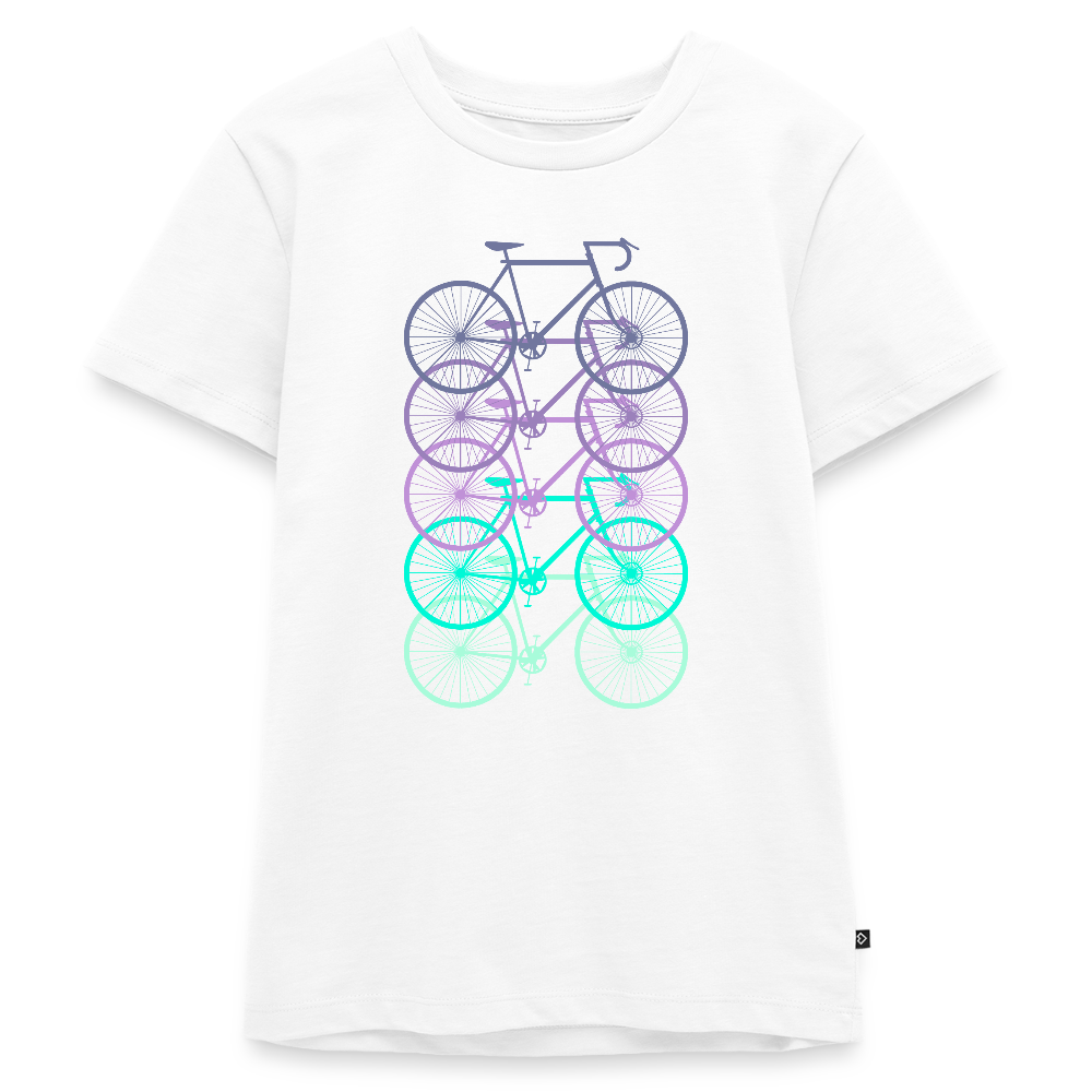 Nuorten Premium T-Paita Spreadshirt Pyörä-aiheisella Printillä - valkoinen