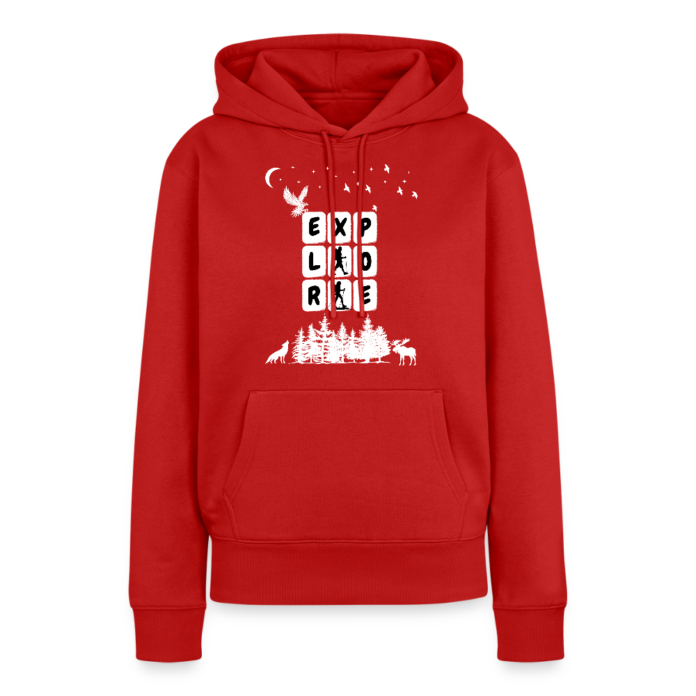 Naisten Spreadshirt Premium huppari Explore - punainen