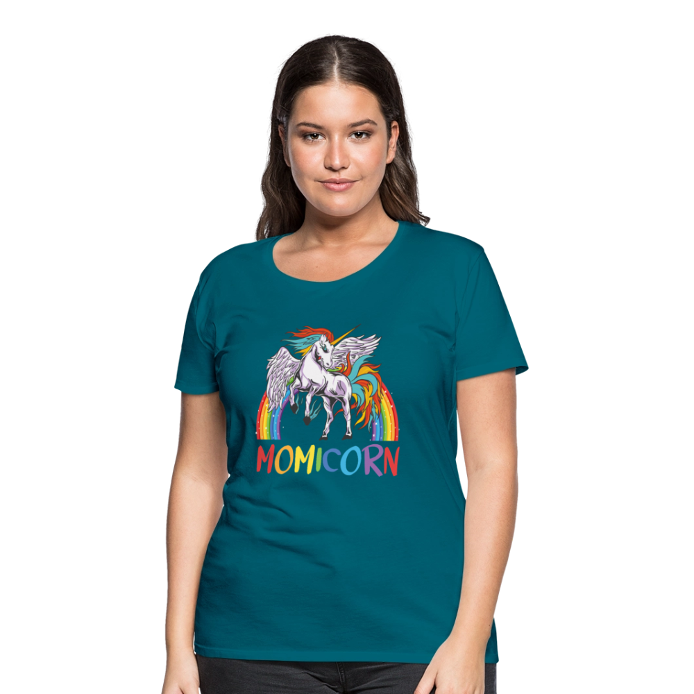 Naisten Spreadshirt Premium T-Paita Momicorn Printillä - turkoosi