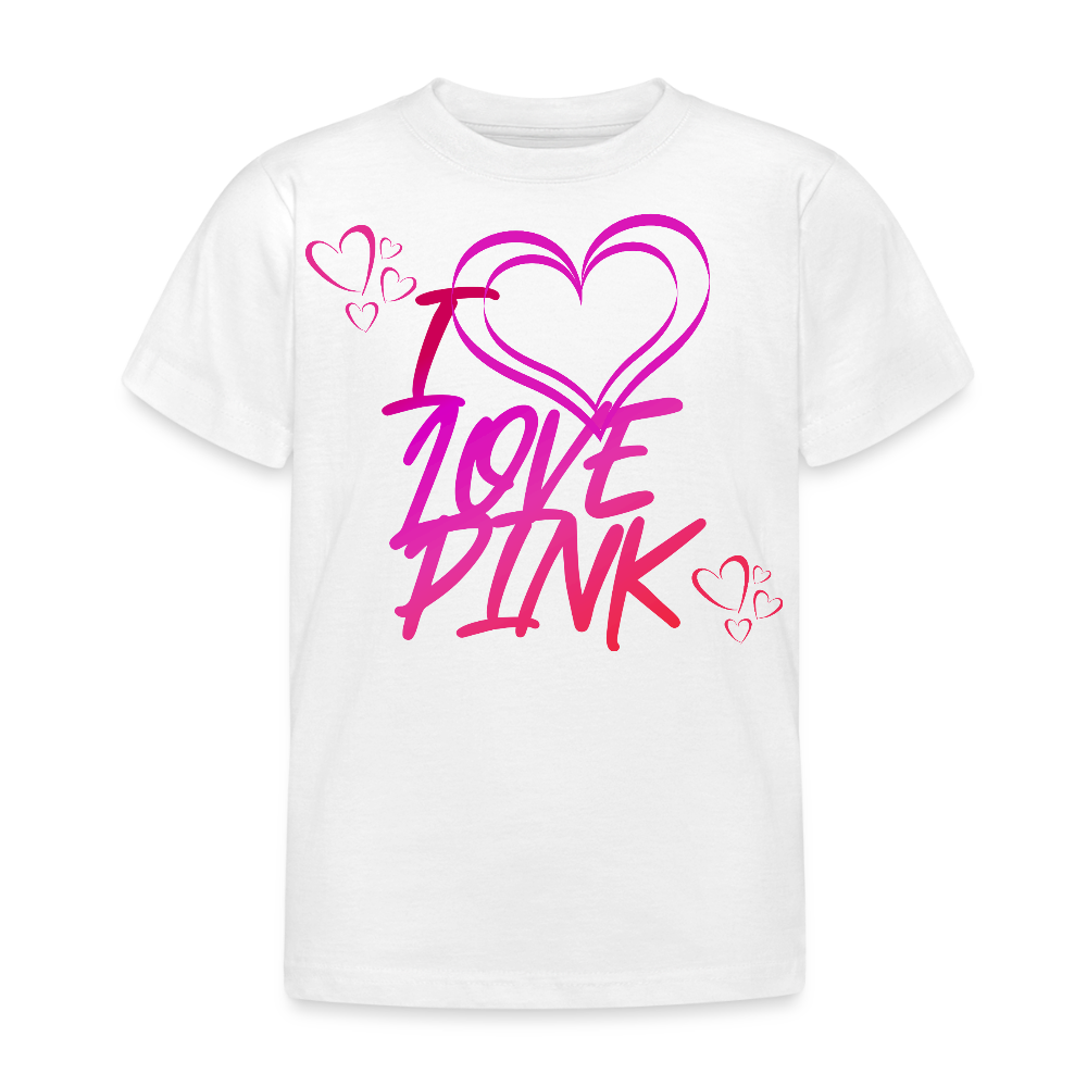 B&C Lasten T-Paita I Love Pink 3-8-Vuotiaille - valkoinen