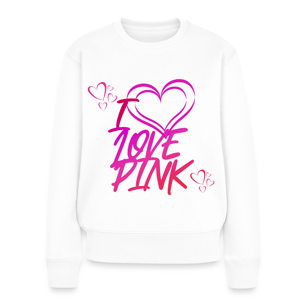 Naisten premium collegepaita I Love Pink - valkoinen