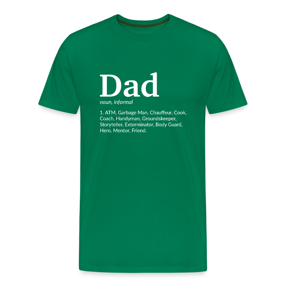 Miesten Spreashirt Premium T-Paita Dad aiheisella Rinta- ja hihaprintillä - kelly vihreä